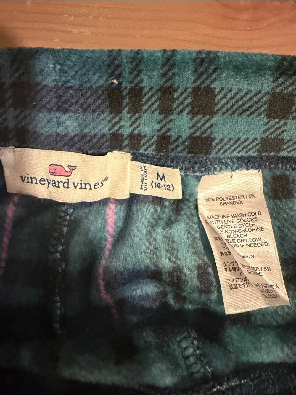 Vineyard Vines Teal and Black Plaid Leggings